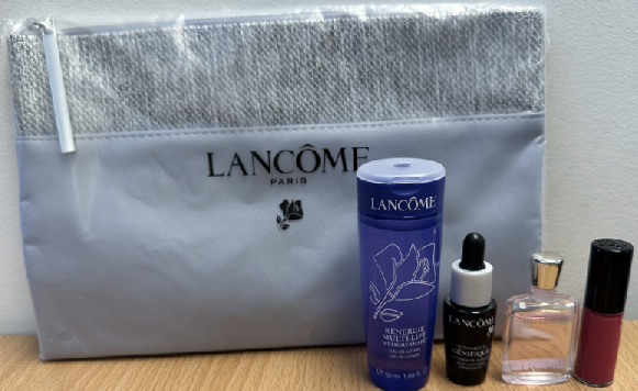Lancome grey makeup bag travel set Christmas gift