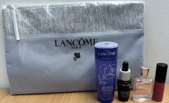 Lancome grey makeup bag 4-piece set