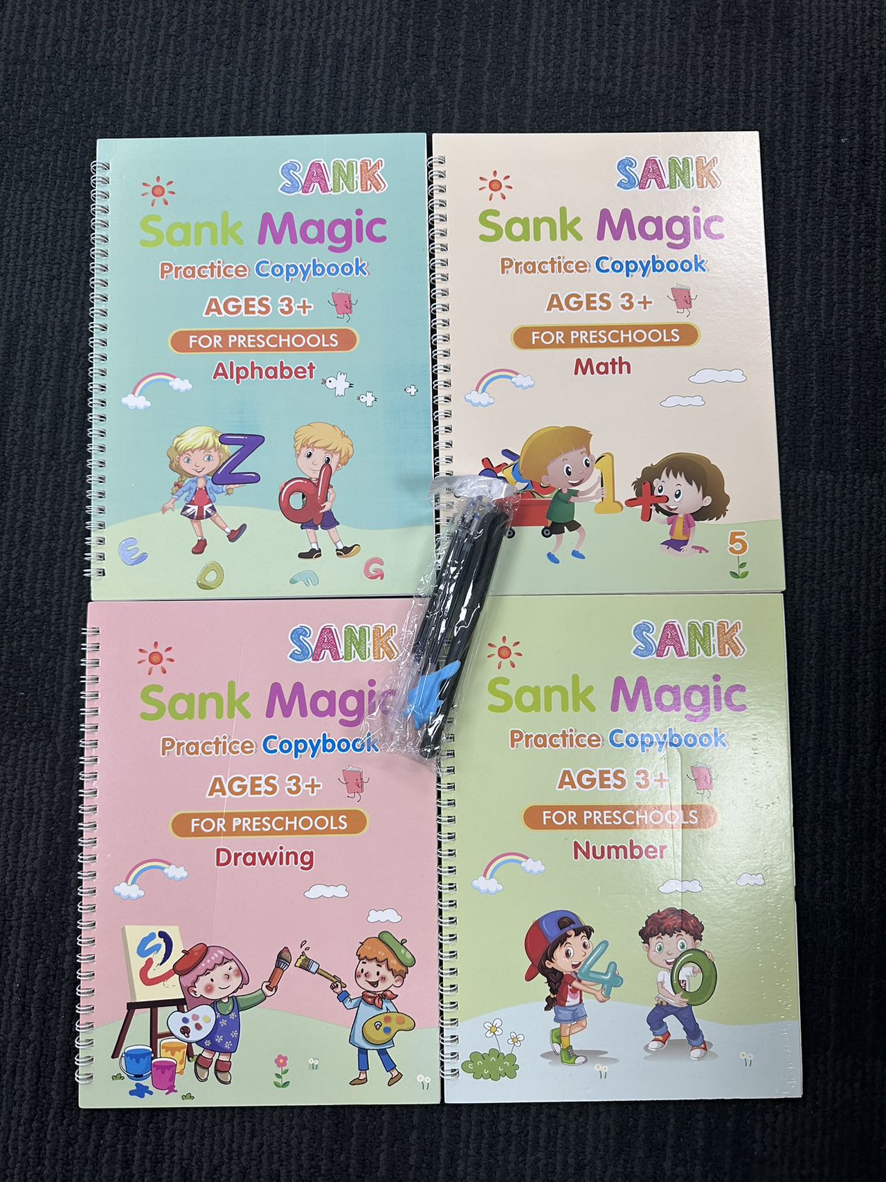 Large Reusable Handwriting Magic Practice Workbook Set (4 Books )