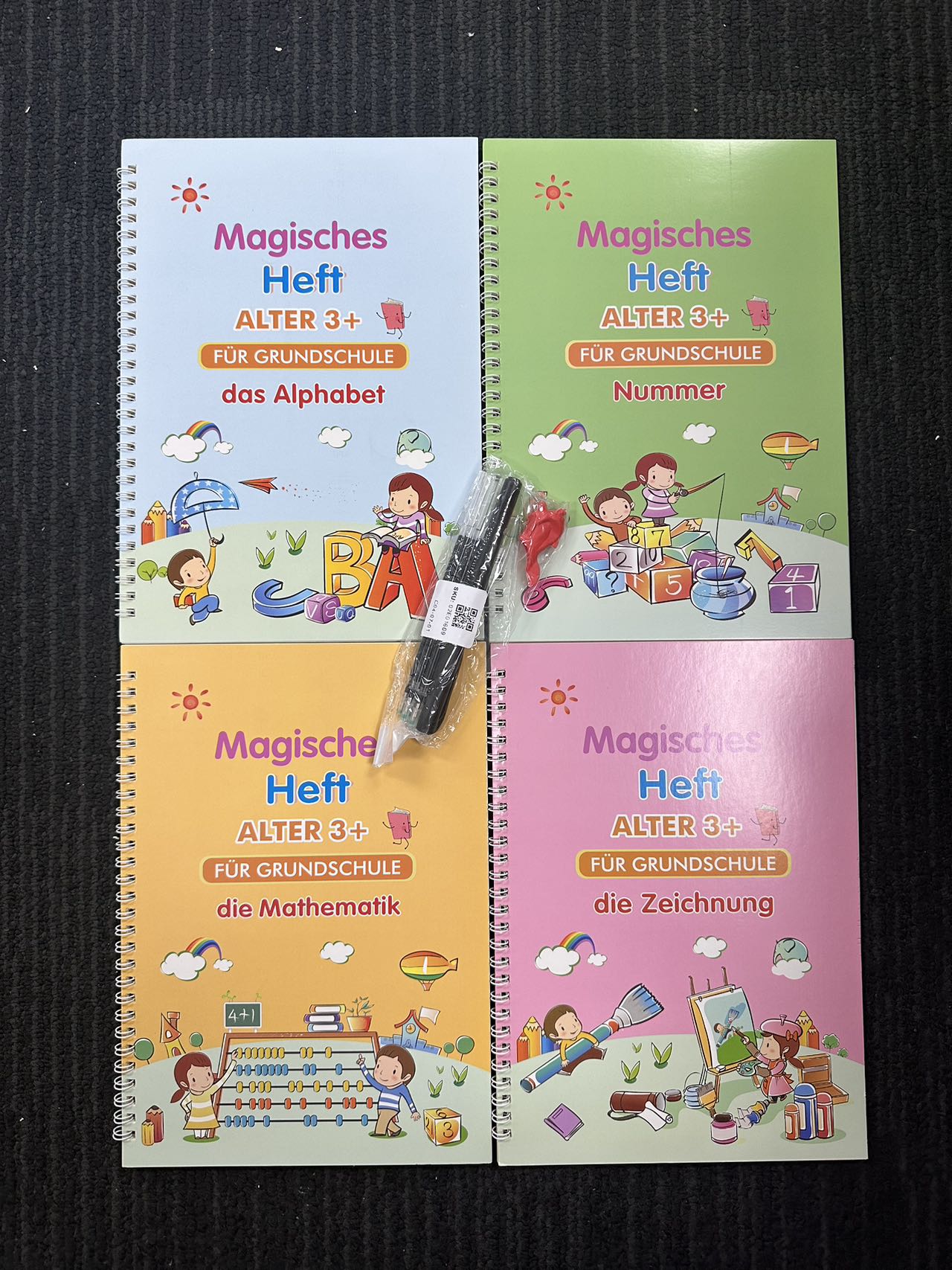 Large Reusable Handwriting Magic Practice Workbook Set (4 Books) in German