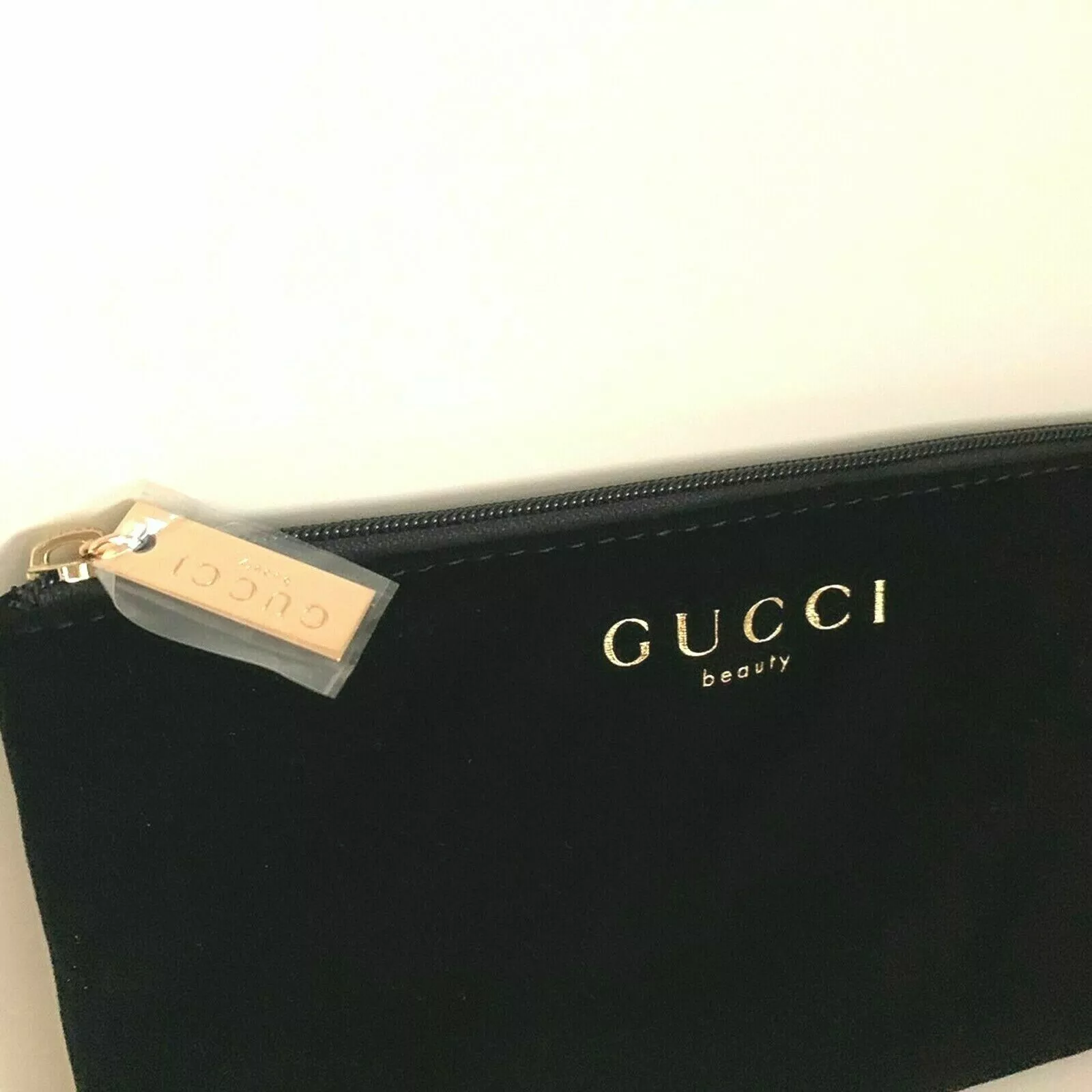 GUCCI  Beauty Black Velvet Pouch Purse Make up Cosmetic Bag