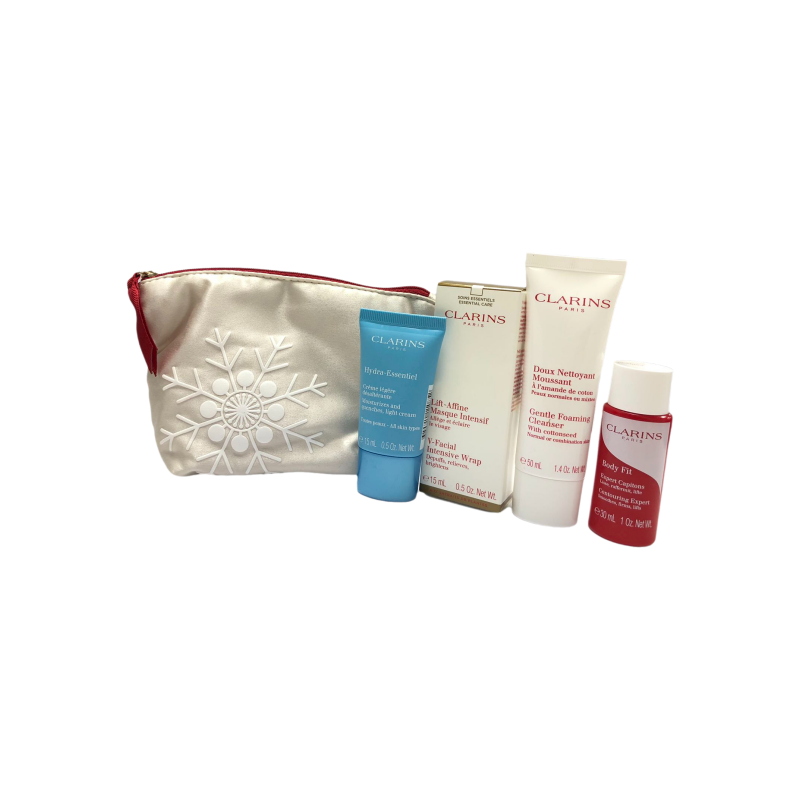 Clarins 4-Piece Gift Set Snowflake Makeup Bag Christmas Gift Idea