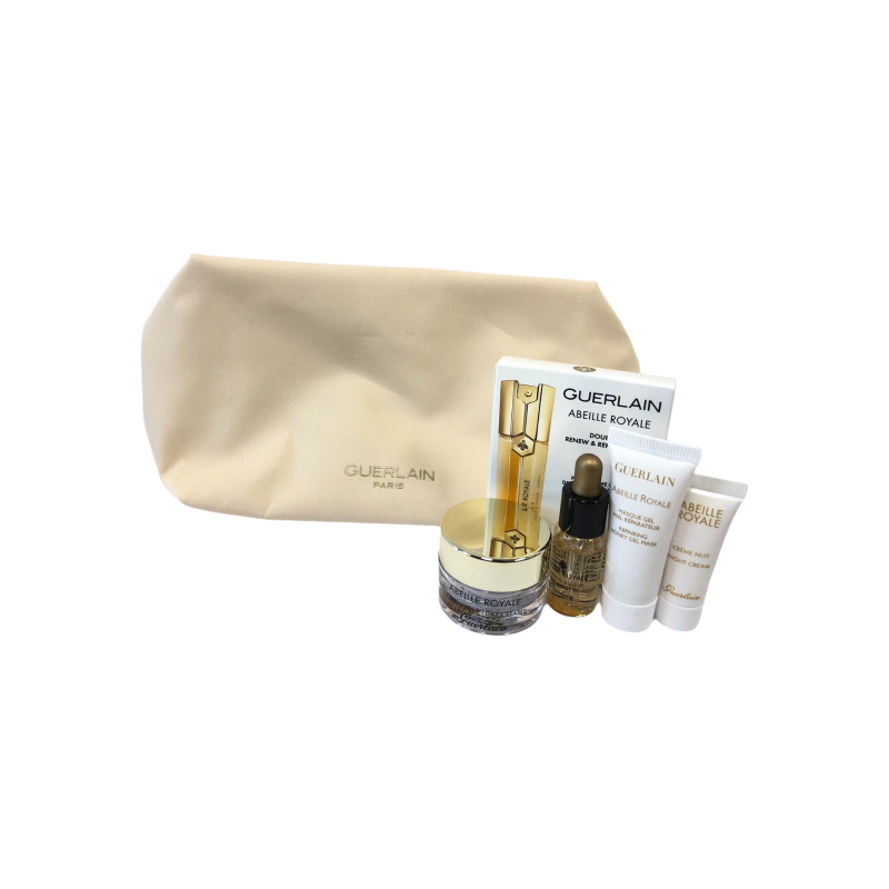 Guerlain Abeille Royale 5-Piece gift set with Beige Zipper Bag (Light Yellow)