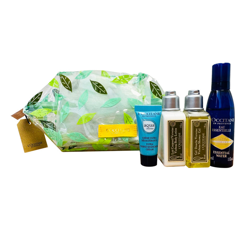 L'Occitane Green Makeup Bag 4-piece set (Body Lotion x1 Body Gel x1 Lotion x1 Cream x1)