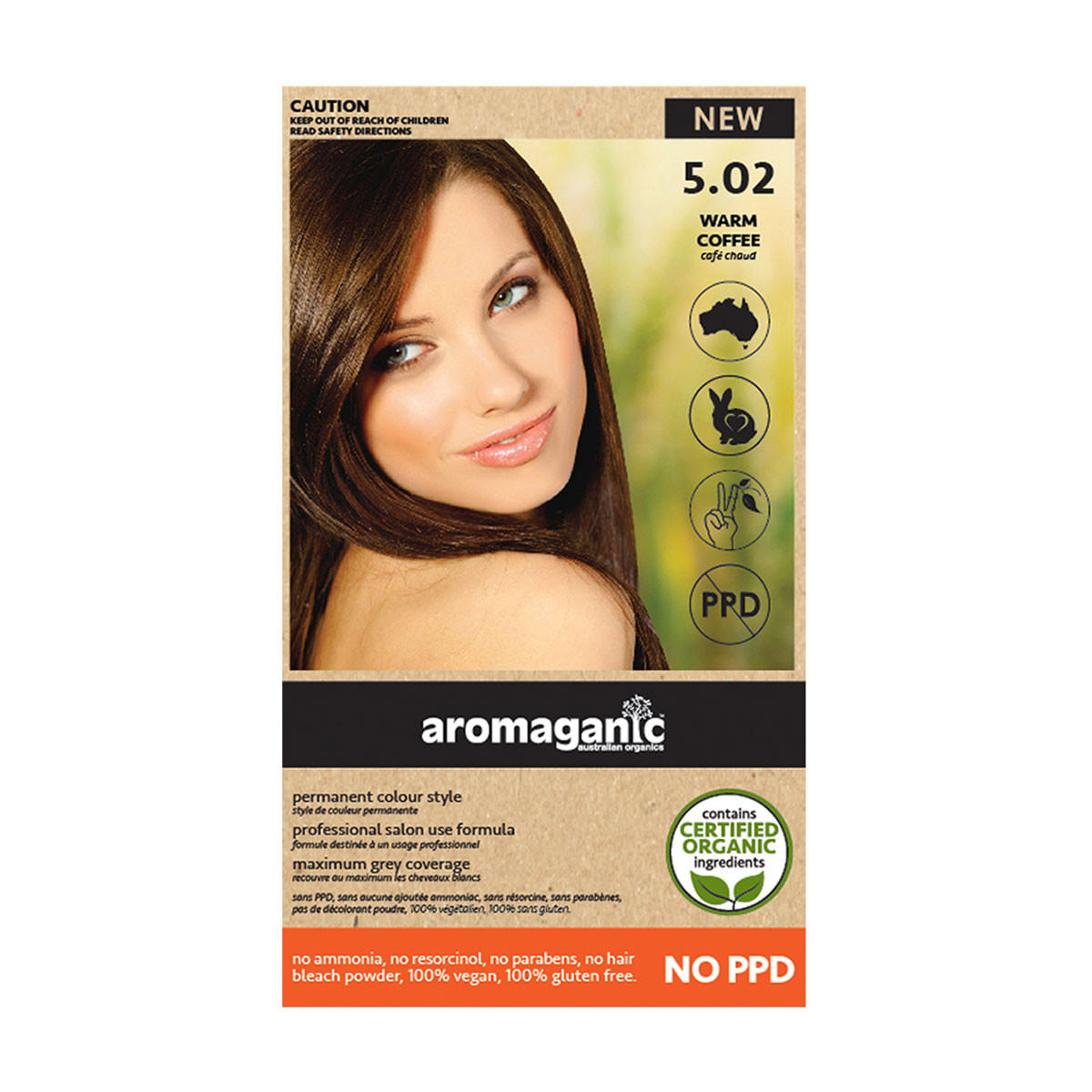 Aromaganic 5.02 Warm Coffee Hair Colour 100g