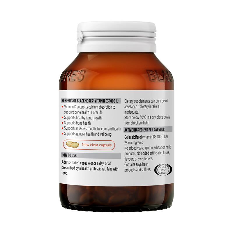 Blackmores Vitamin D3 1,000IU 200 Capsules