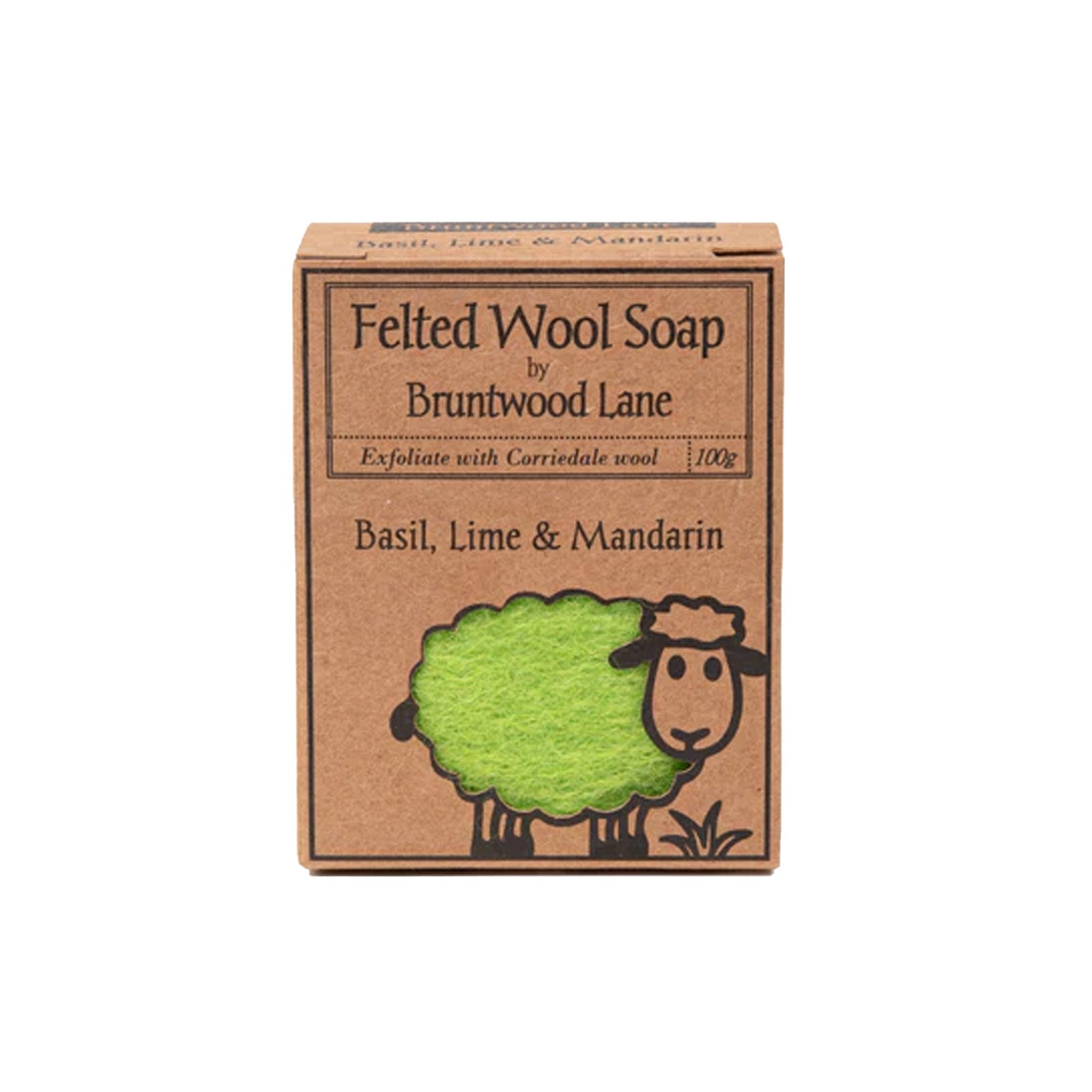 Bruntwood Lane Felted Wool Soap Basil, Lime & Mandarin 100g