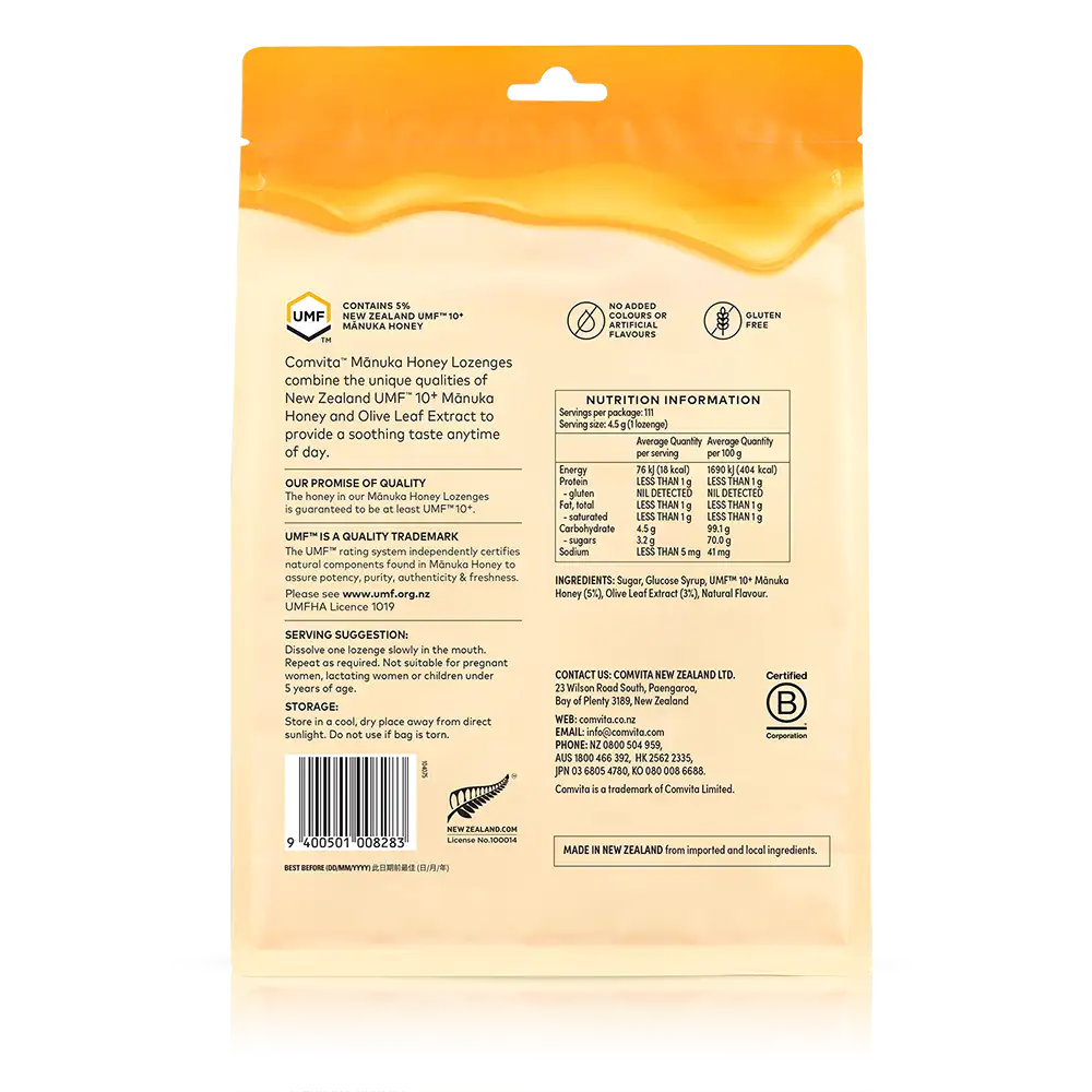 Comvita Manuka Honey Lozenges Olive Leaf Extract 500g