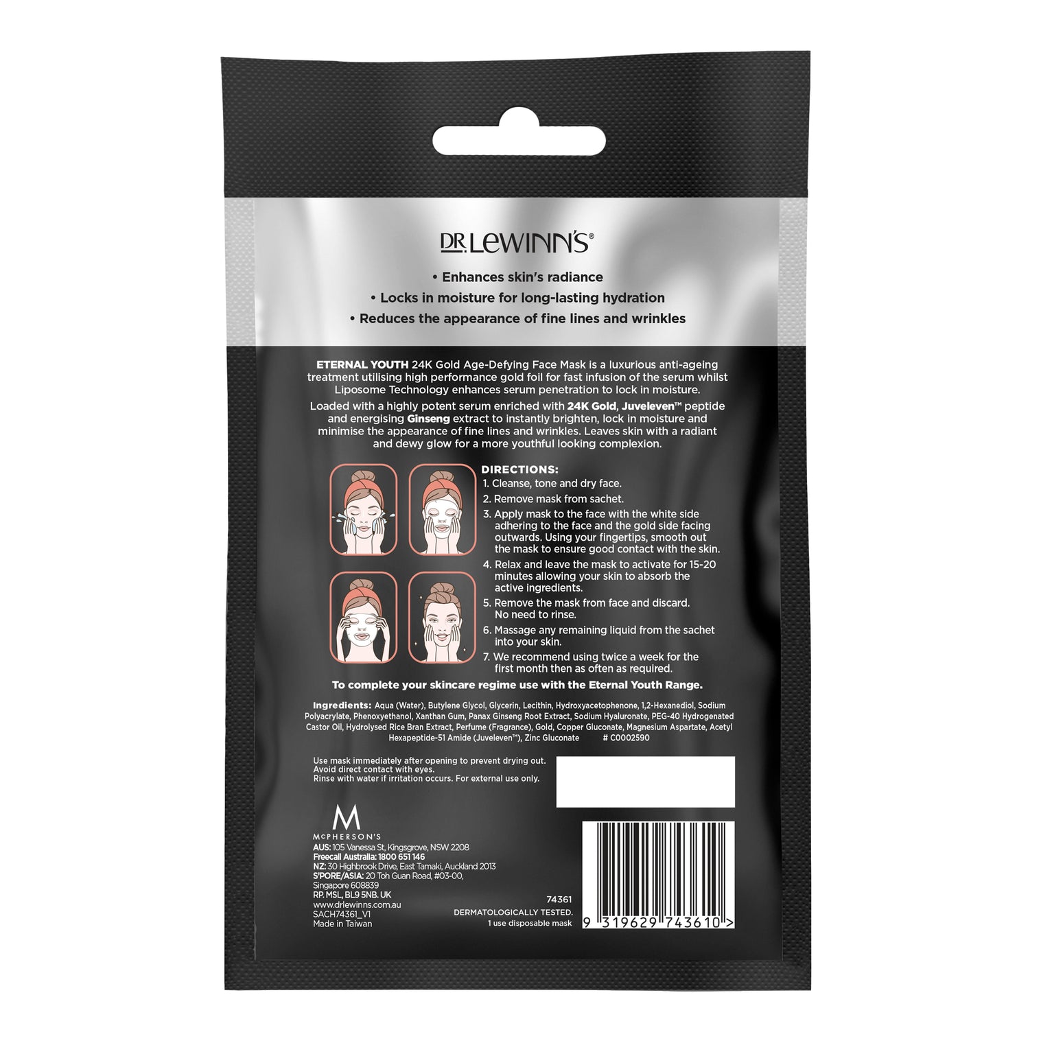 Dr. LeWinn's Barrier Protect 24K Gold Hydrating Face Mask 1 Pack product image 1