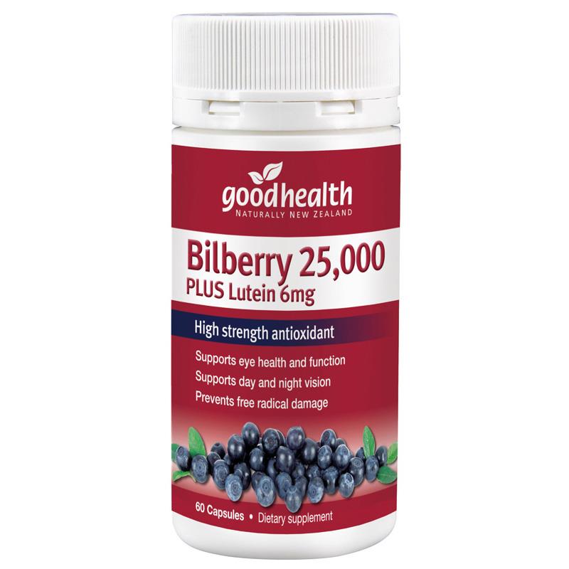 Good Health Bilberry 25,000mg Plus Lutein 6mg 60 Capsules