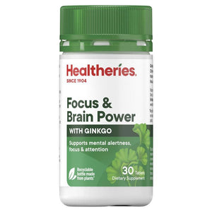 Healtheries Focus & Brain Power With Ginkgo 30 Tablets