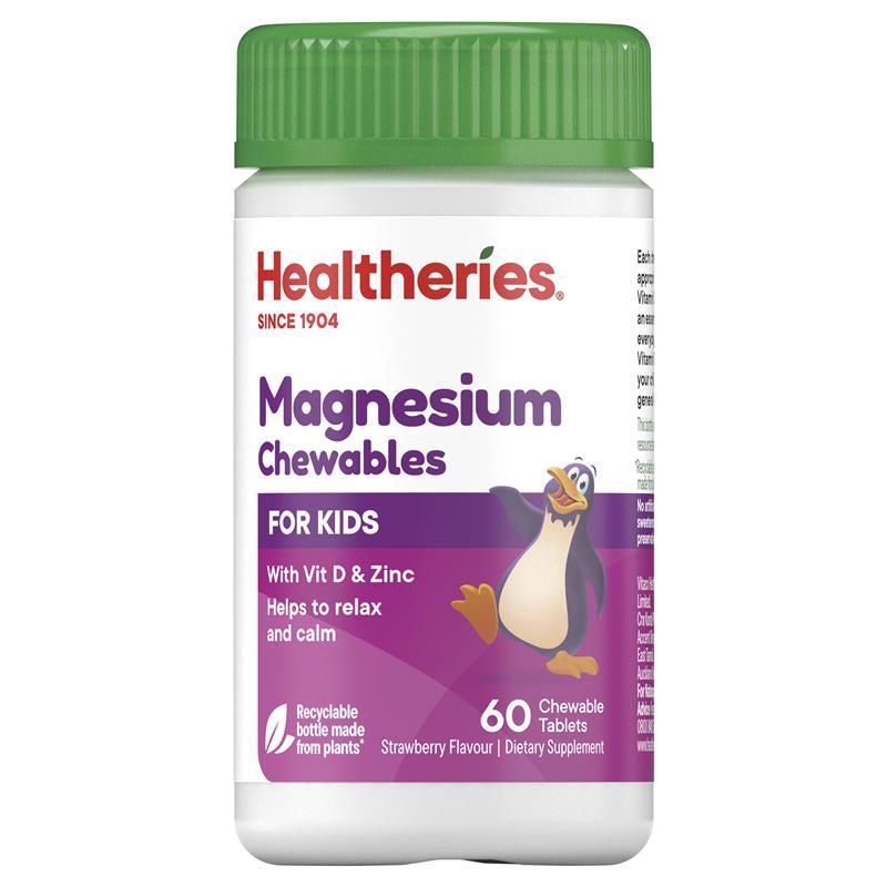 Healtheries For Kids Magnesium With Vit D 60 Chewable Tablets