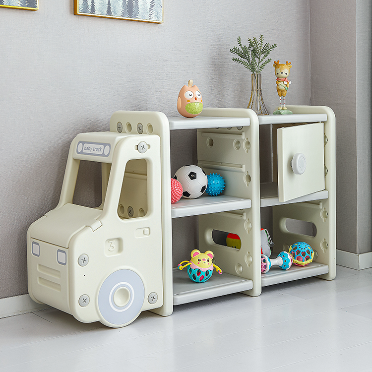 Car Shape Toy Storage Organizer with Kids Toy Shelf and Multi Toy Bins