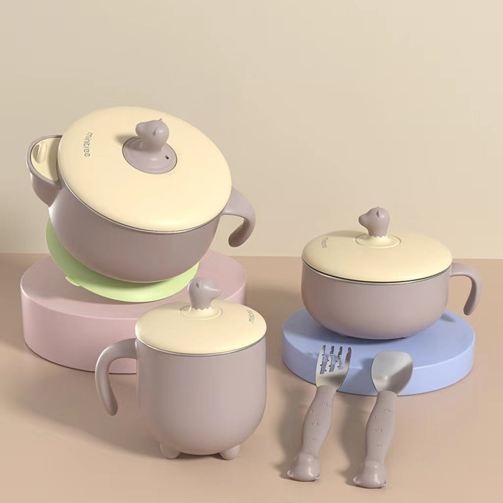 Children's tableware five-piece stainless steel with food bowl