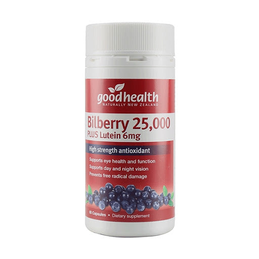 Good Health Bilberry 25,000mg Plus Lutein 6mg (60caps)