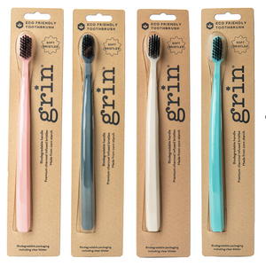 Grin Charcoal-Infused Biodegradable Brush - Four Colors