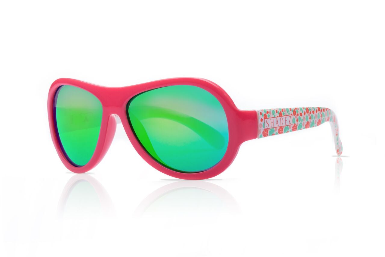 -Clearance- Shadez Designer Aviator - Leaf Print Pink (7-12 years)