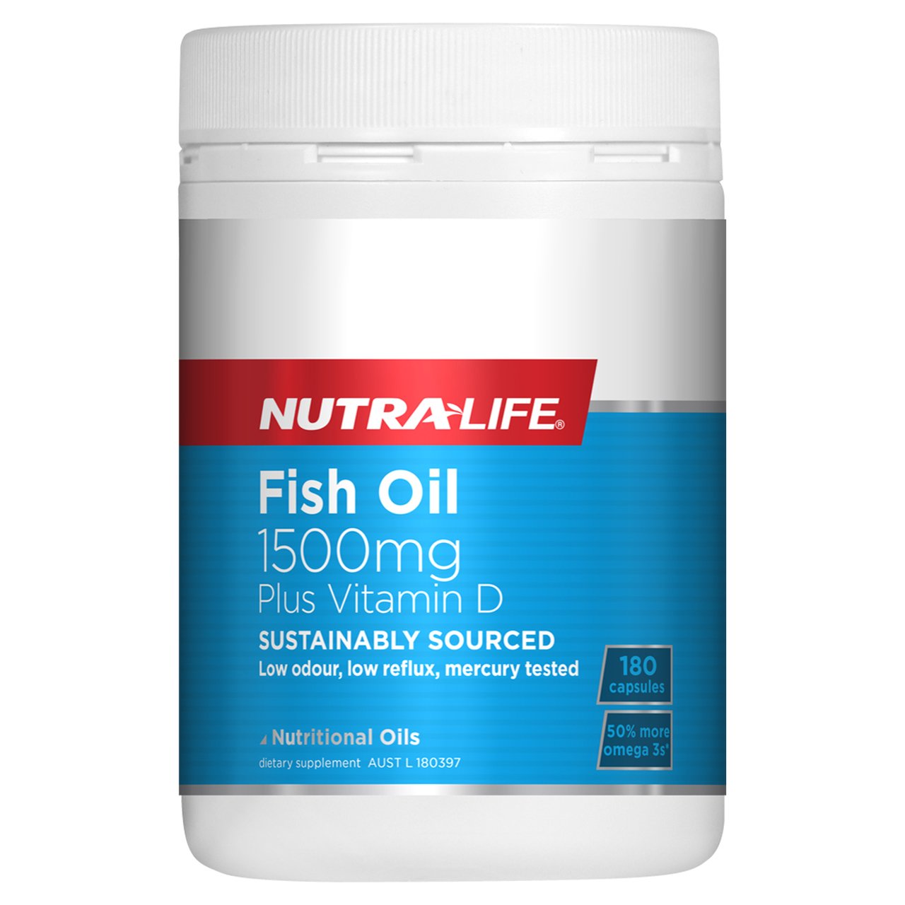 Nutra-Life Fish Oil 1500mg Plus Vitamin D 180 Caps