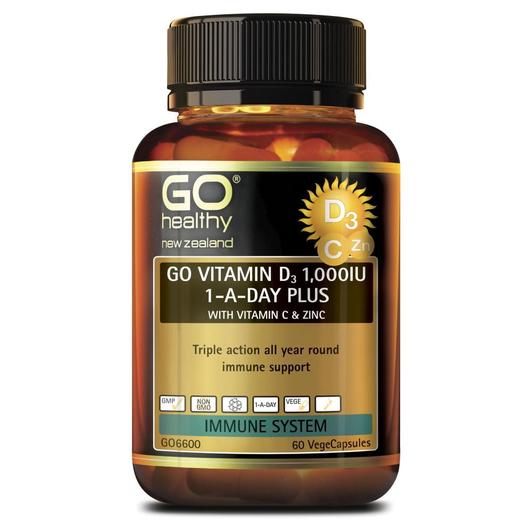 GO Healthy GO Vitamin D3 1000IU 1-A-Day Plus With Vitamin C & Zinc 60 VCaps